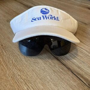 Rare Vintage 80s Sea World visor hat w/ attachable sunglasses - NEW